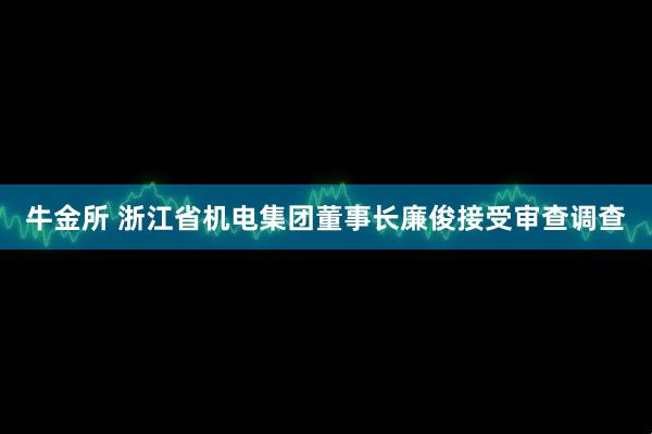 牛金所 浙江省机电集团董事长廉俊接受审查调查
