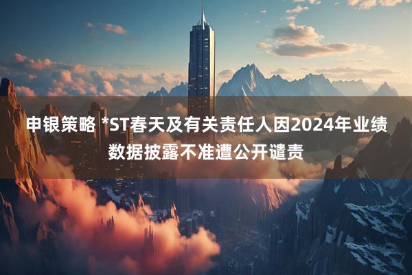 申银策略 *ST春天及有关责任人因2024年业绩数据披露不准遭公开谴责